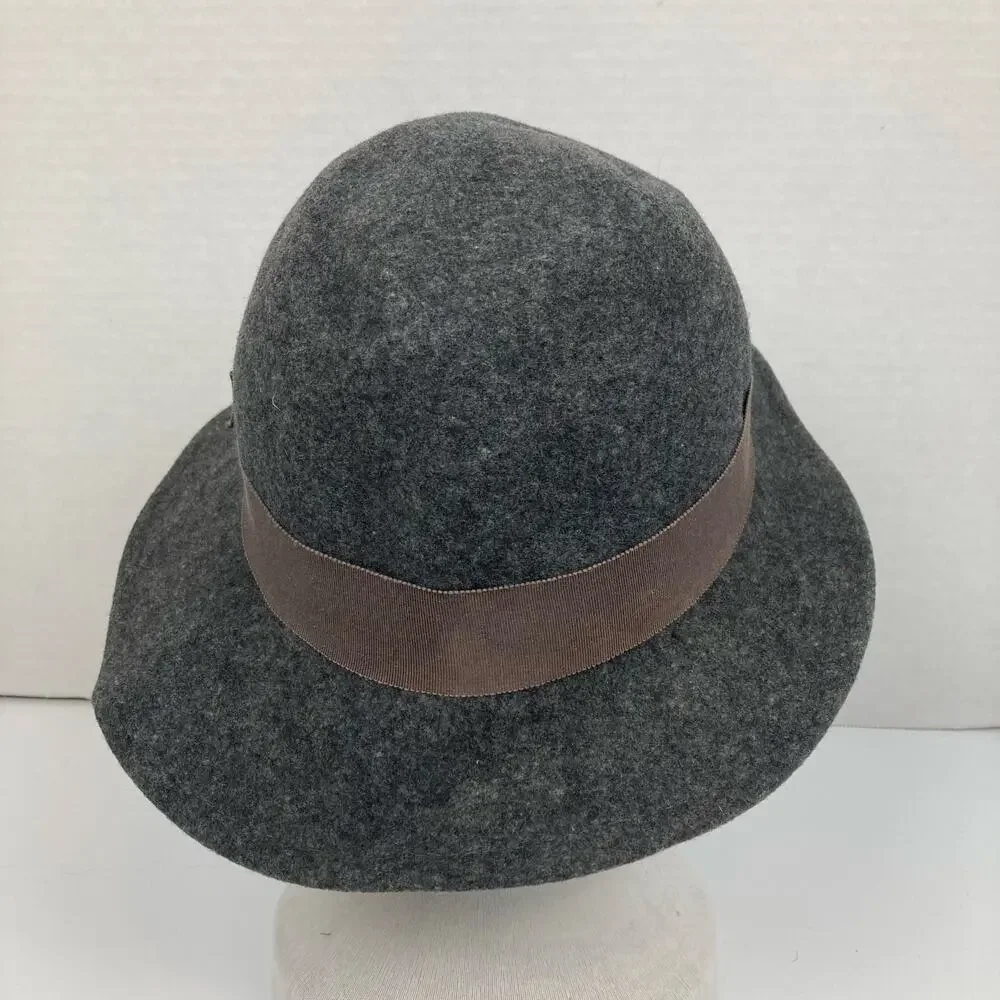 VTG Street Smart Betmar Cloche Wool Hat Women Heathered Gray Bucket Bell Bow USA